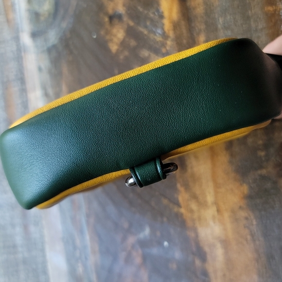 Coach Square Hybrid Pouch Colorblock Mini Bag Men Tumeric Yellow Clover Green - Picture 5 of 5